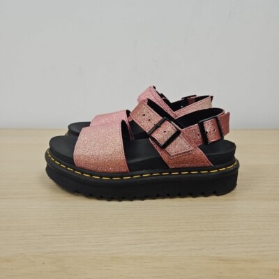 Dr Martens Voss Pink Glitter Leather Chunky Platform Lightweight Sandals Uk  UK