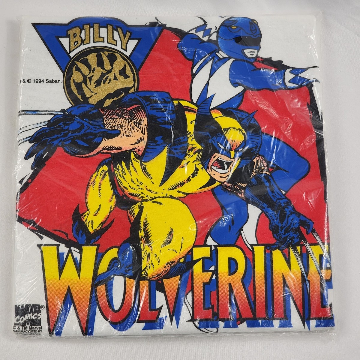 Vtg Power Rangers Blue Ranger X-Men Wolverine Comic Book T Shirt