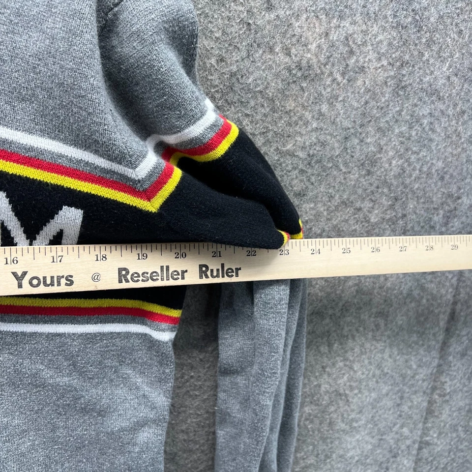 Guess Sweater Mens Medium Gray Black 1/4 Zip Pullover Fleece Spell Out VTG Y2K - Image 3 of 4