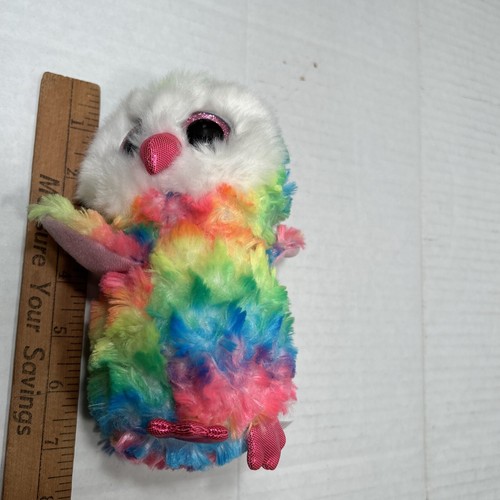 TY Beanie boos OWEN the multi color owl 1st version 6” plush animal retired - Picture 9 of 9