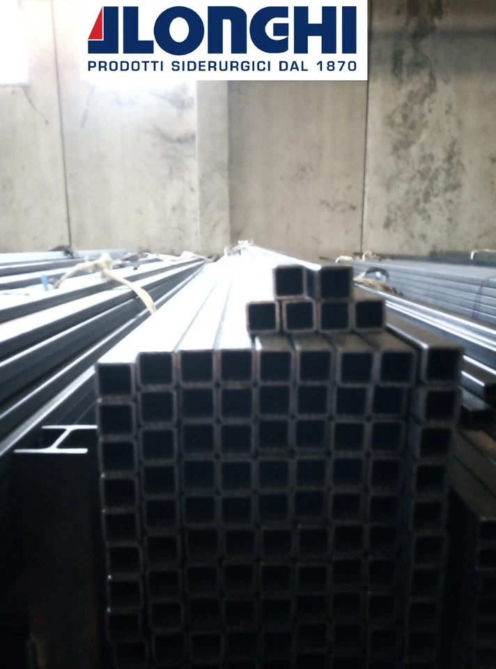 TUBOLARE FERRO QUADRATO 20,25,30,35,40,45 mm. spess. 3 mm - 2 pezzi da 1,5 met
