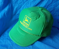 JOHN DEERE Green Truckers Hat w Mesh Back One Size Snap Back Closure Sun Cap VTG