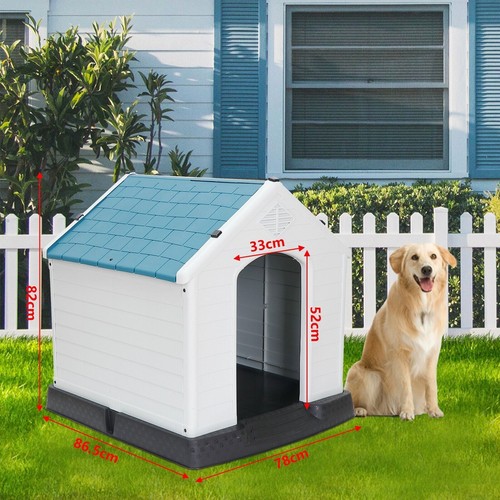 Dog House Plastic Pet Puppy Shelter Waterproof w/Air Vents Elevated Floor White - Picture 11 of 24