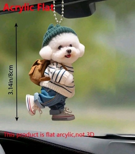 1pc Acrylic Cute Dog Car Interior Decor, Holiday Decoration, Christmas Tree Deco - Picture 3 of 3