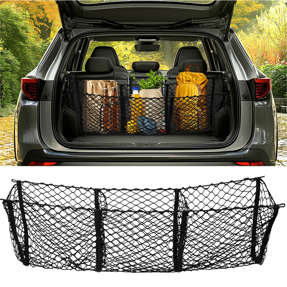 3Pocket Cargo Net Heavy-Duty Luggage Holder Accessories For Mazda B2300 SX SE DS — 第 4/4 张图片