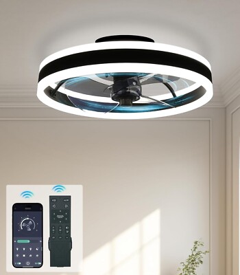 Smarte Deckenventilatoren mit Beleuchtung Unterputz Reversibel 6 Geschwindigkeiten LED Deckenventilator Li