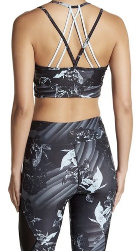 $42 NWT BETSEY JOHNSON WOMENS FLORAL BLACK SPORTS BRA SIZE MEDIUM JL94 - Picture 2 of 9