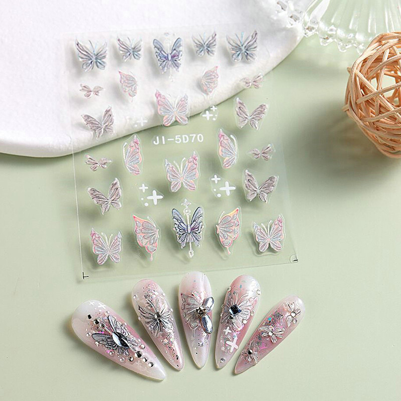 Nail Art Decals Stickers Watercolor Aurora Butterfly Relief 5d Peel Sticker HNAU - Picture 2 of 16