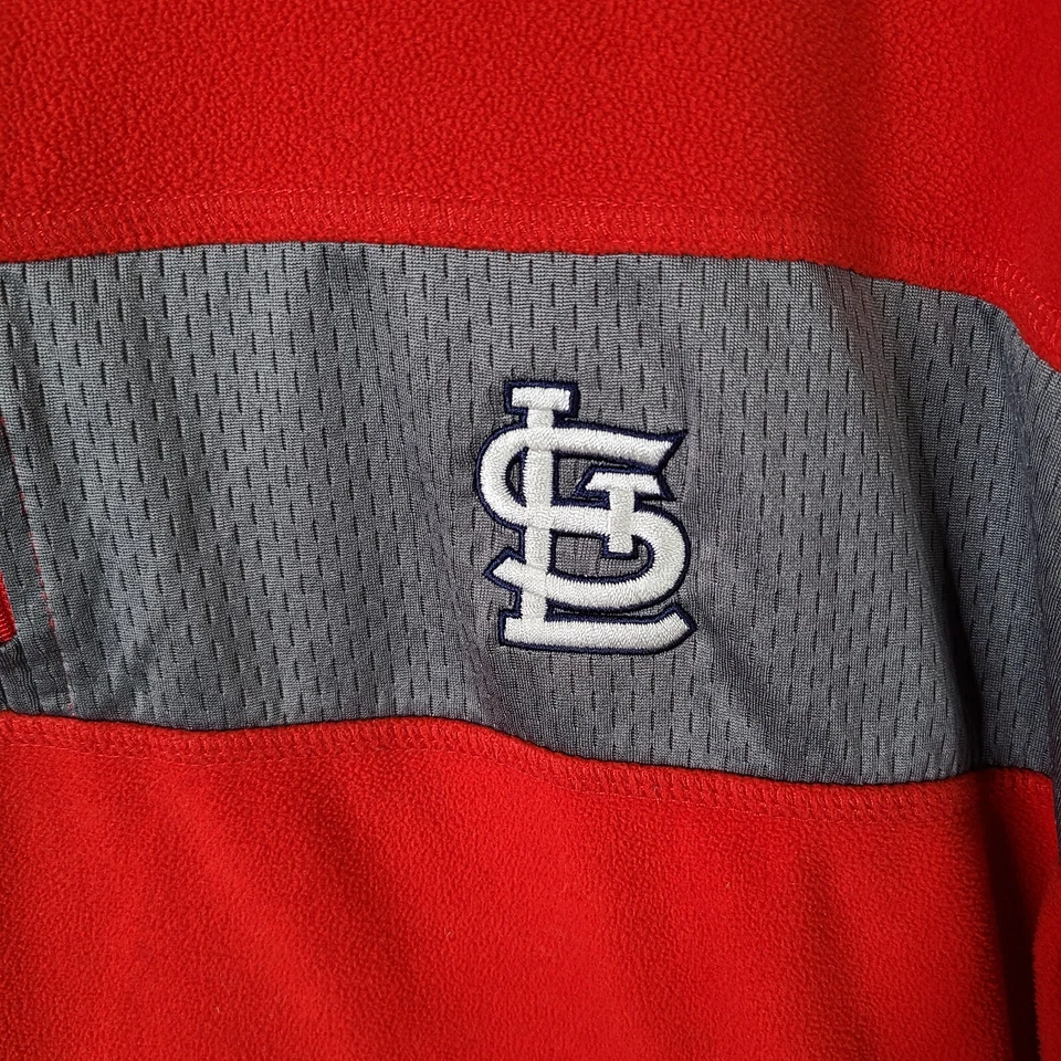 圣路易斯红雀队套衫男式 2XL 红色 1/4 拉链羊毛运动衫 MLB Majestic — 第 3/4 张图片