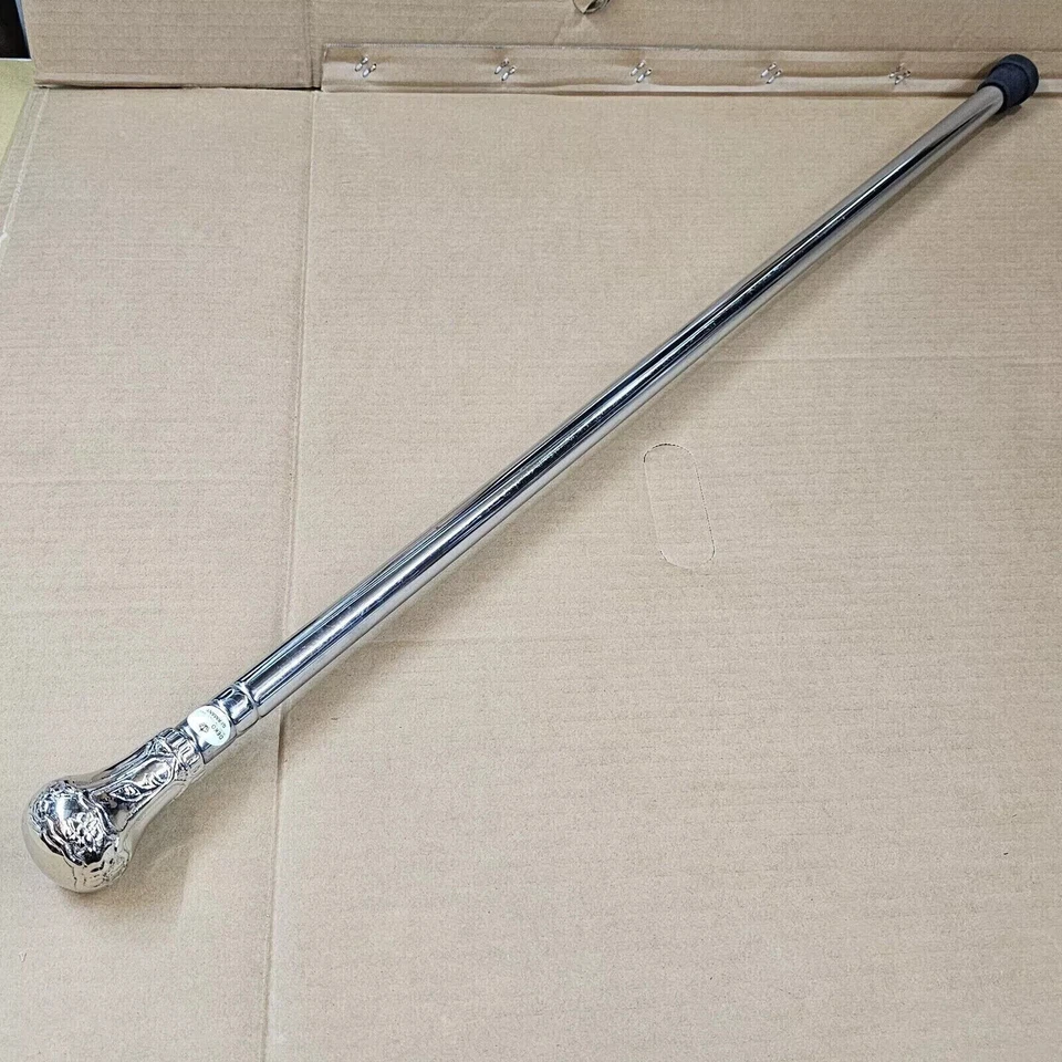 Bastón de metal de acero inoxidable para senderismo plateado bastón para hombre/mujer regalo Foto 3 de 4