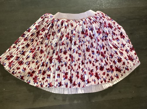 Pippa & Julie Girls Pink Floral Velvet Pleated Stretch Waist Skirt - Picture 5 of 6