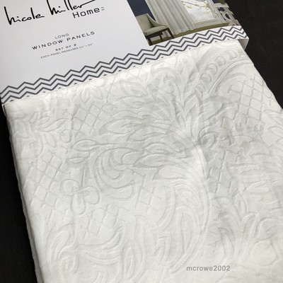Nicole Miller Off White Matelasse 2 Window Panels Curtain Drape