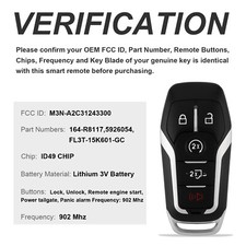 902Mhz 5 Buttons M3N-A2C31243300 Car Key Fob Remote Fit for Ford 2015 2016 2017