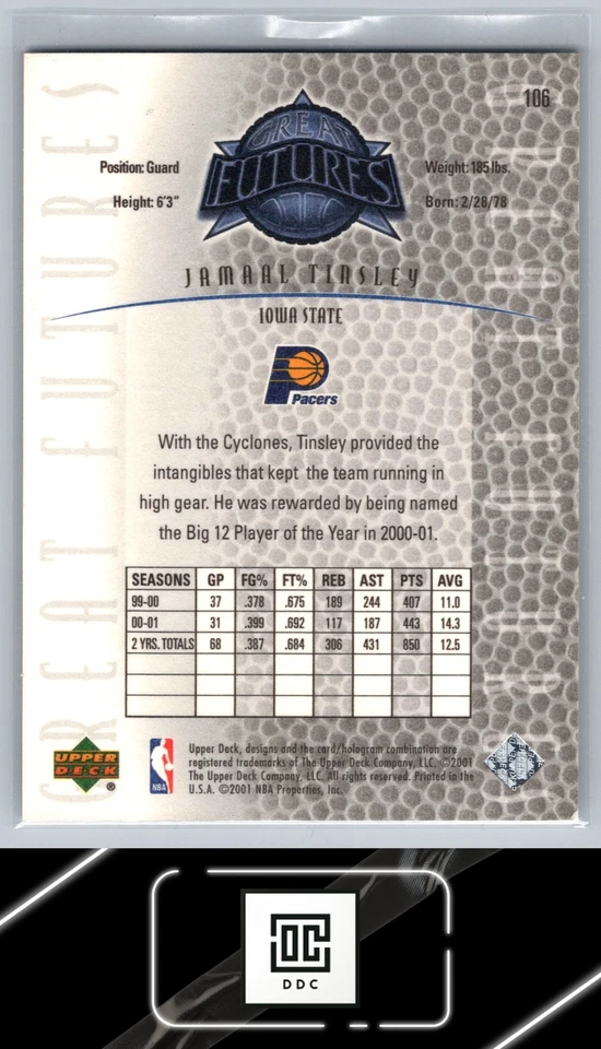 2000-01 Upper Deck Legends #106 Jamaal Tinsley #/3250 - Image 2 of 2