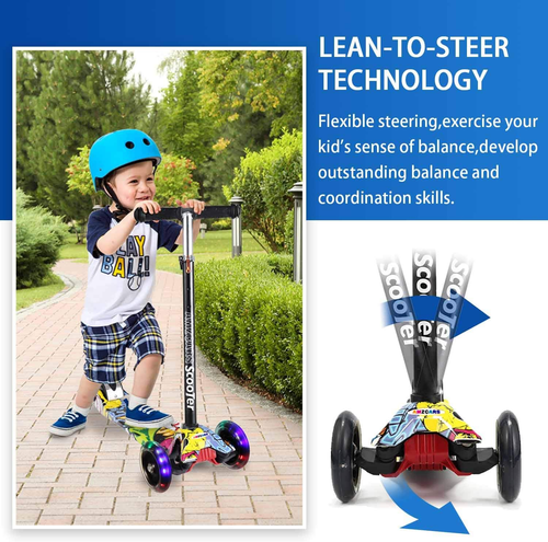 Kick Scooter for Kids, 3 Wheels Toddlers Scooter for 6 Years Old Boys Girls Lear - Picture 3 of 6
