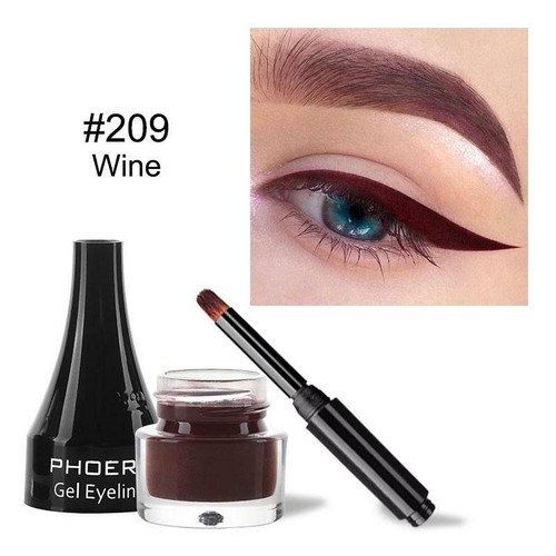DELINEADOR DE OJOS DE GEL PHOERA LARGA DURACIÓN IMPERMEABLE A PRUEBA DE MANCHAS MAQUILLAJE 24H 10 TONOS REINO UNIDO - Imagen 14 de 15