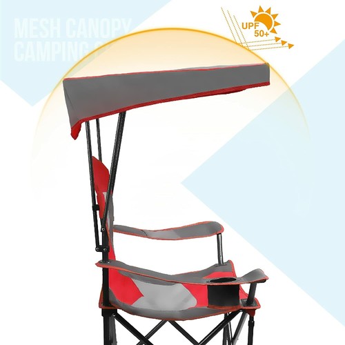 Foldable Beach Camping Chair Picnic With Canopy Shade Outdoor Folding Chair - Picture 5 of 8