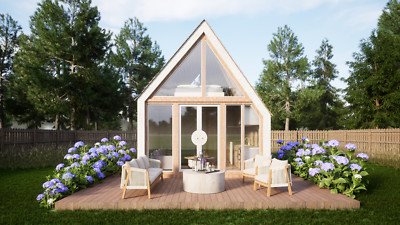 Modern American Style Tiny House Plan &  3D Images with PDF for Blueprint/DWG