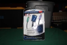 10 Ft 3-in-1 KVM Switch Cable w/ Male PS/2 Keyboard Mouse & VGA Male to Female