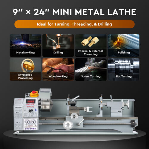 CREWORKS 9"x24" Mini Metal Lathe 1100W Brushless Motor 3000rpm Benchtop 3 Jaw - Picture 2 of 8