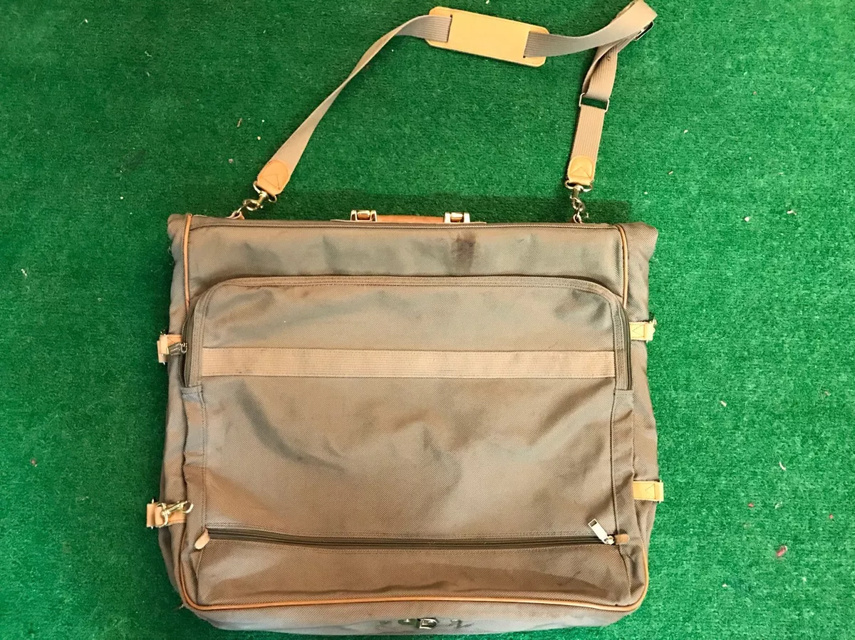Vintage LONDON FOG EXECUTIVE GARMENT BAG SUITCASE TAN CANVAS