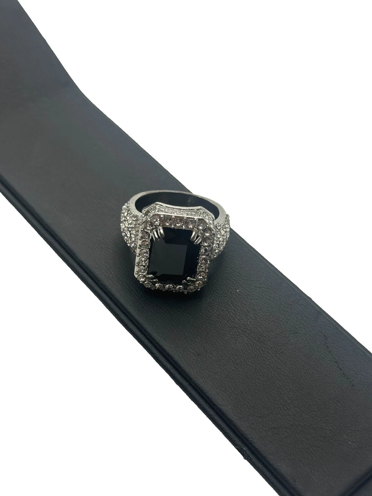 Onyx folheado a ouro branco Anéis de Moda