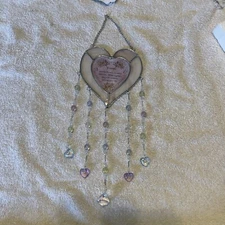Sentimental "FRIENDS" Heart  Porch Patio Garden Glass Suncatcher Room Nice!