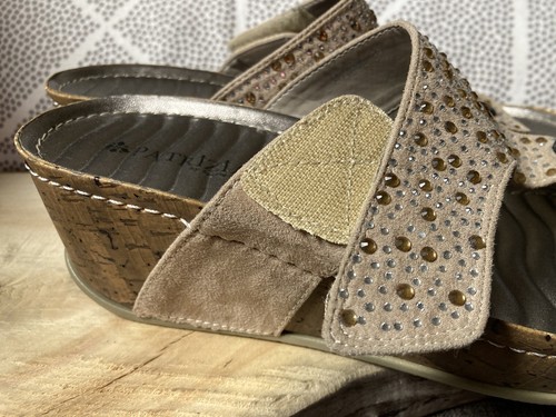 Spring Step PATRIZIA Sandals Womens Sz 38 US 7-7.5 Taupe Vegan Bling DIONNE NWOB - Picture 5 of 16