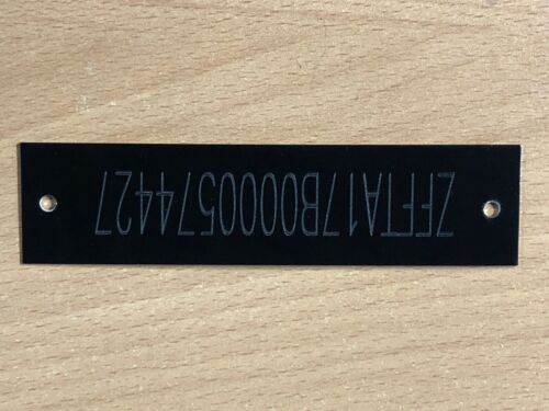 ENGRAVED Serial # Tag Plate Car Hot Rod Trailer Truck M.Cycle BLACK Plate 4”x1” - Picture 4 of 12
