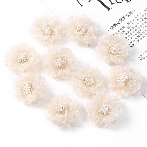 10Pcs Eugen Gauze With Floral Stamens And Accessorie For DIY Handmade Clothing - Picture 27 of 28