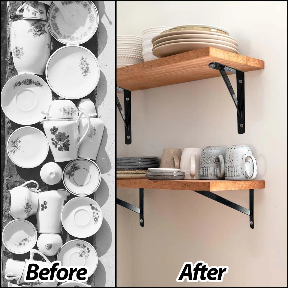 12" x 8" Heavy Duty Shelf Brackets with Screws Metal Shelves Supports Wall Mount - Image 4 of 4