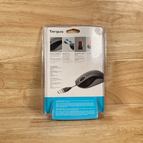 Targus PAUM7501U Gray/Black Wired USB 3-Buttons Retractable Optical Mouse For PC - Picture 2 of 2