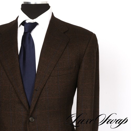 Luciano Barbera Edizione Speciale Chocolate Tweed Flannel Windowpane Jacket 50