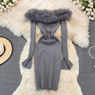 bodycon dress with fur trim Med-Lrg 90s Snakeskin Faux Fur Trim Bodycon Mini Dress – Flying Apple  Vintage main image 1