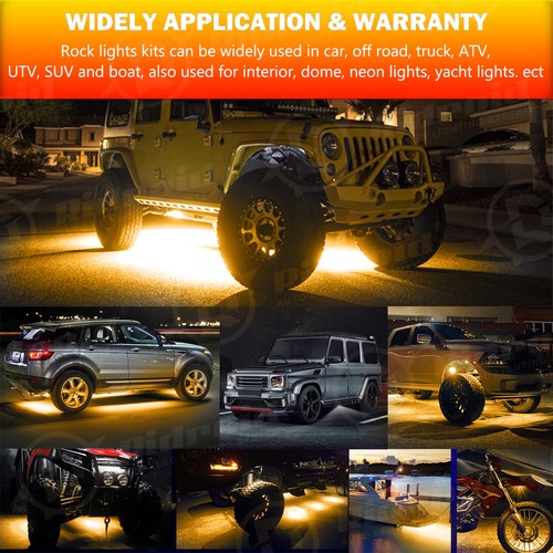 24Pcs Amber LED Rock Light Pods Underbody Glow Lamp Offroad SUV Pickup Truck UTV - Foto 18 di 24