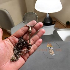 Magnifying Glass Necklace w/ Optional 27" Chain, Brass Magnifier Monocle Pendant