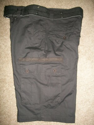 NWOT MENS SIZE 30 AIRWALK DARK GRAY CARGO SHORTS WITH BELT 610