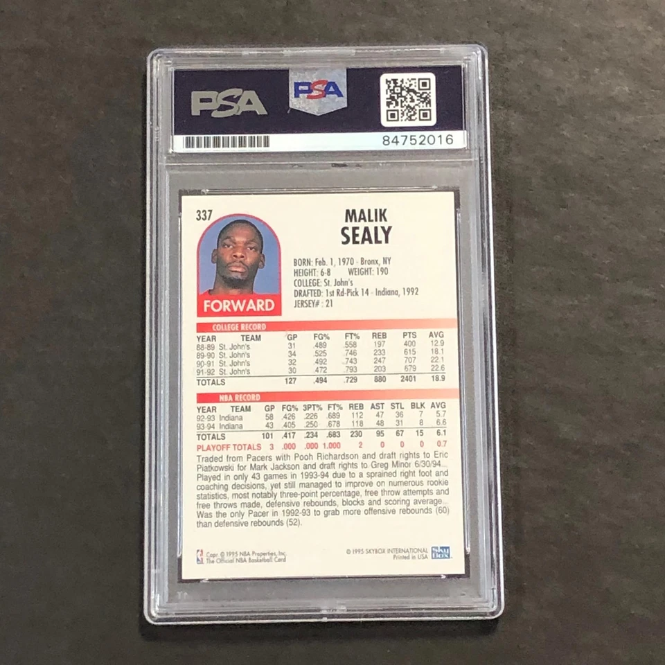 1993-94 NBA Hoops #337 Malik Sealy Signed Card AUTO PSA Slabbed Clippers - Image 2 of 2