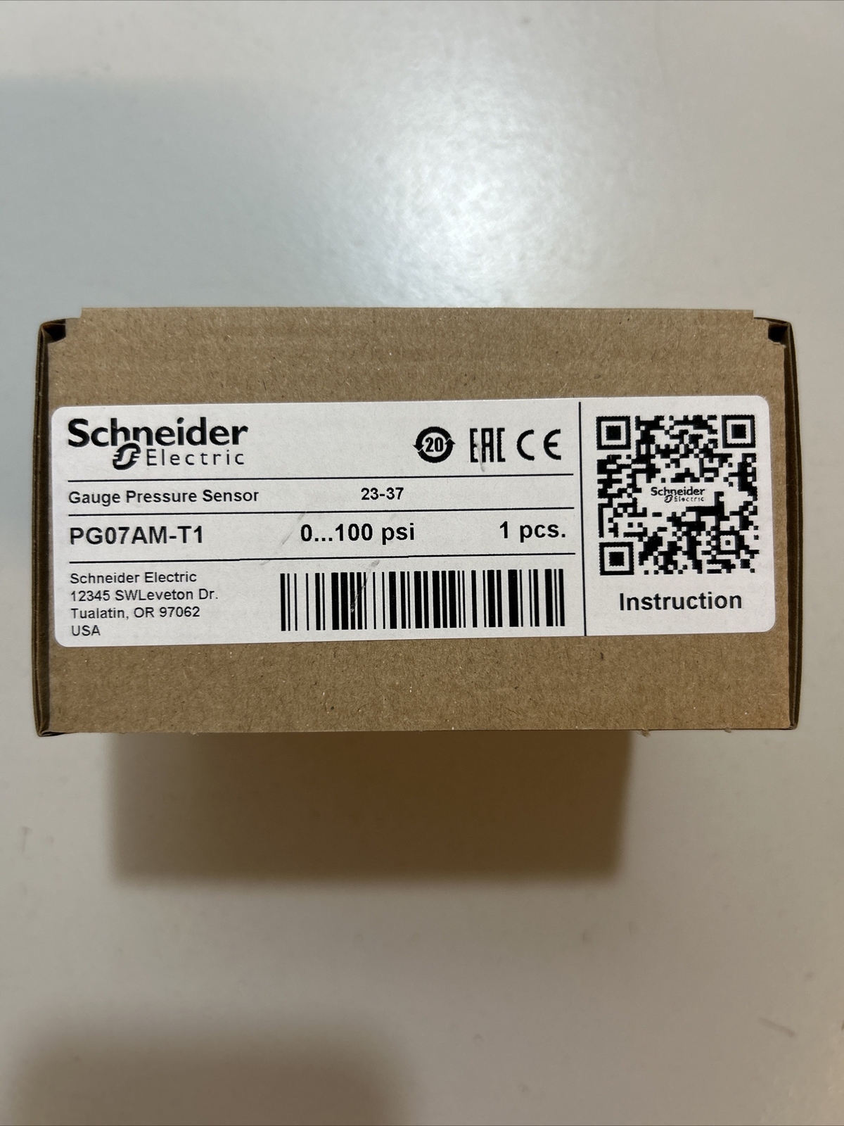 Schneider Electric PG07AM-T1 Gauge Pressure Sensor O-100 PSI NEW!