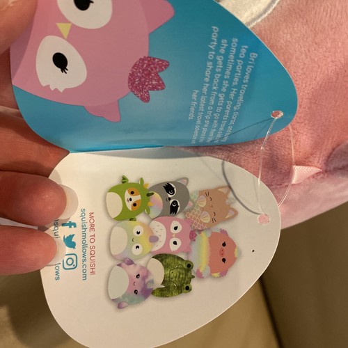 Peluche Pasqua Squishmallows 8" Bri Principessa Gufo Rosa 2021 Kellytoy Nuovo con etichette - Foto 3 di 4