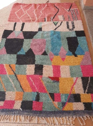 Moroccan Handmade Pink Boujaad rug Boho Wool Berber carpet (7 Ft x 4.6 FT)  - Picture 2 of 9