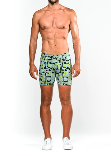 ST33LE 'Pop Art Ltd Ed Stretch Knit Jeans' Men's Designer Shorts 32 Pear/Sky NWT - Picture 6 of 11