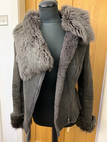 Karen Millen real sheepskin shearling fur coat jacket Toscana sz UK10 US6 - Picture 8 of 21