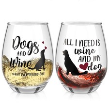 2 Pcs Dog Mom Gifts for Women, Mothers Day Dog Lover Gifts Personalized Wine ...