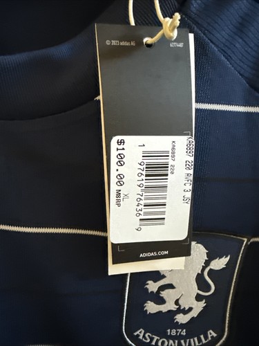 Adidas Aston Villa 2024/25 Fútbol Tercera Camiseta Kit XL JD1224 Nuevo Con Etiqueta $100 - Imagen 6 de 11