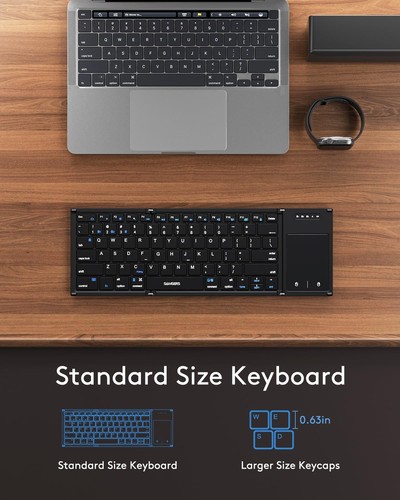 Foldable Bluetooth Keyboard with Touchpad, Full-Size Wireless Folding Keyboar... - Picture 4 of 8