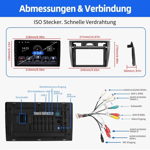 Für Ford Fiesta MK5 VI 2002-2008 Android 14 Autoradio GPS NAVI WIFI RDS FM 2+32G - Bild 14 von 16