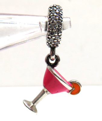 Pandora Fruity Cocktail Glass Dangle Charm #792153ENMX   bar drinks beach