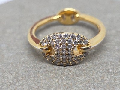 apm Monaco Gold Over Sterling Silver CZ Pave Ring Sz 6