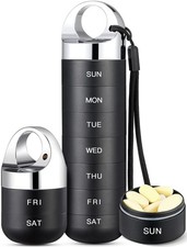 Zannaki Metal Travel Pill Organizer Portable Waterproof Weekly Pill Box Large...